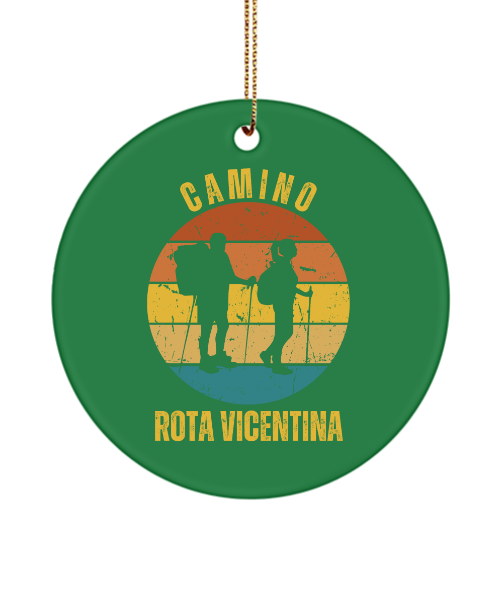 Camino de Santiago Christmas Ornament Hikers Rota Vicentina, 3" Ceramic, Round