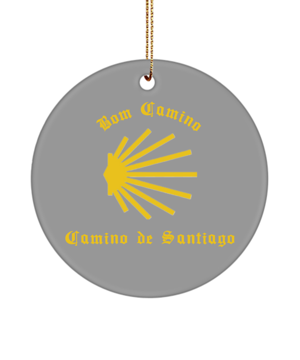 Camino de Santiago Bom Camino Christmas Ornament, Portugues Way, 3" Round Ceramic Keepsake