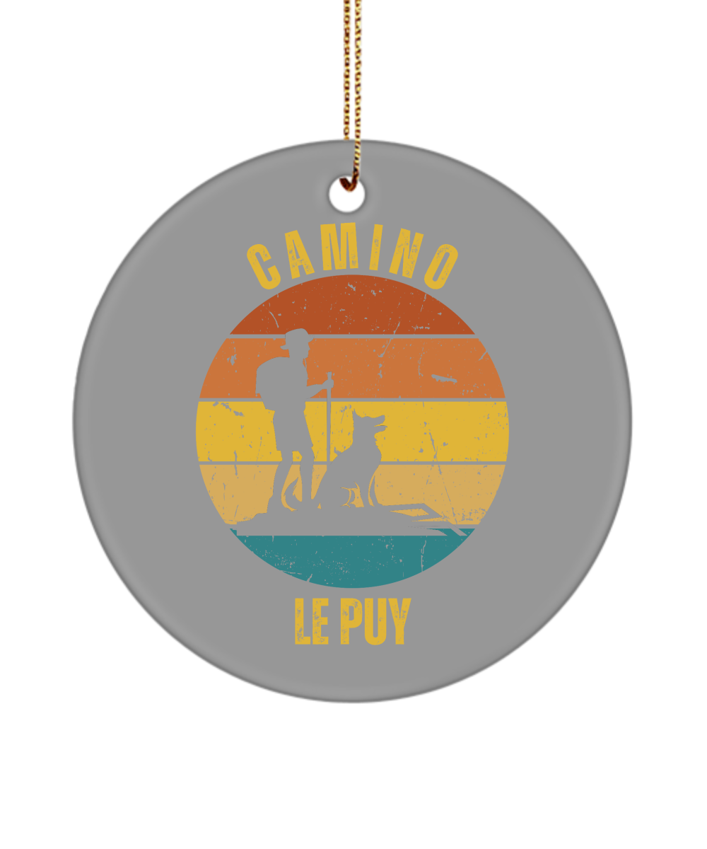 Camino de Santiago Christmas Ornament Hiker Dog le Puy