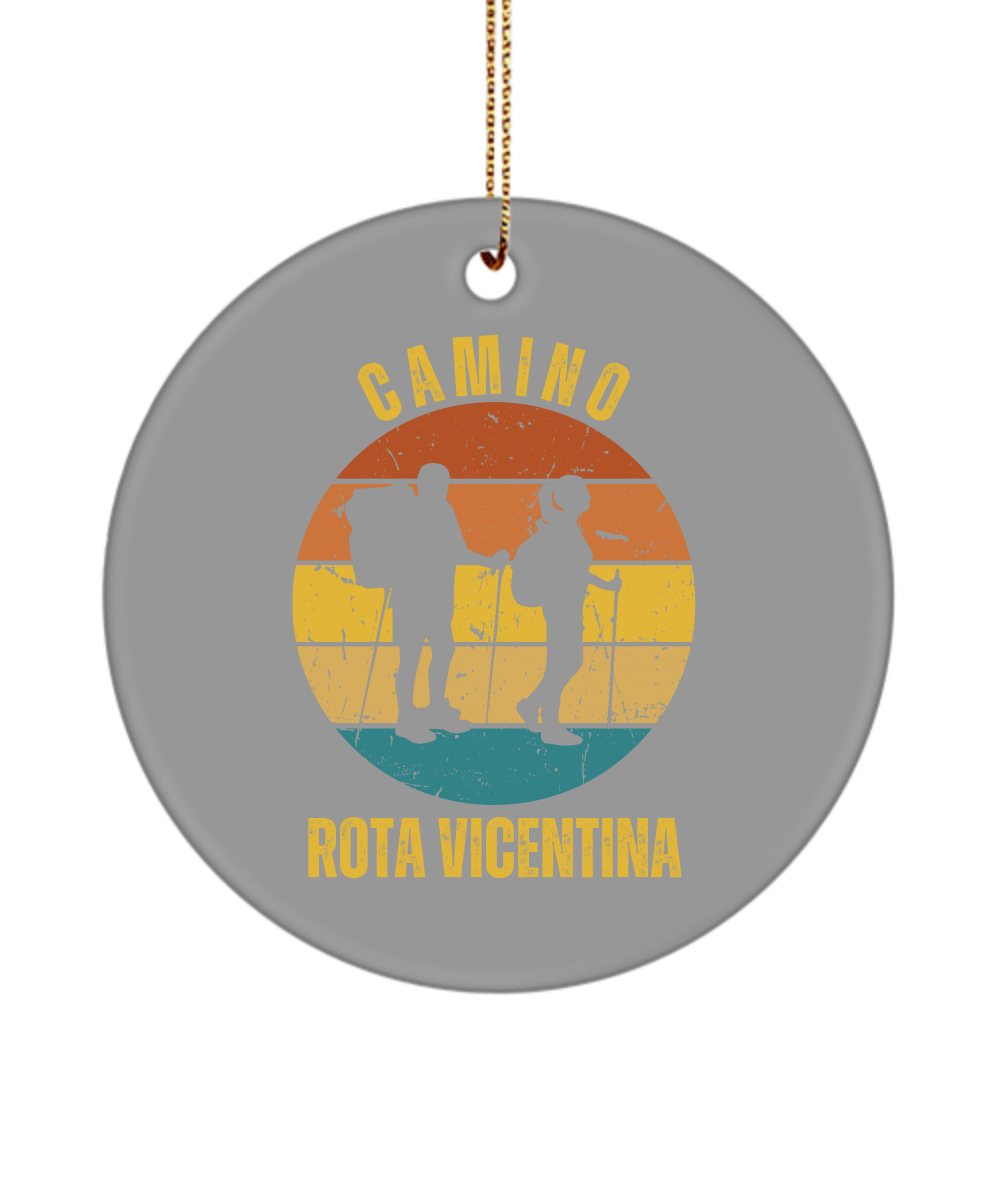 Camino de Santiago Christmas Ornament Hikers Rota Vicentina, 3" Ceramic, Round