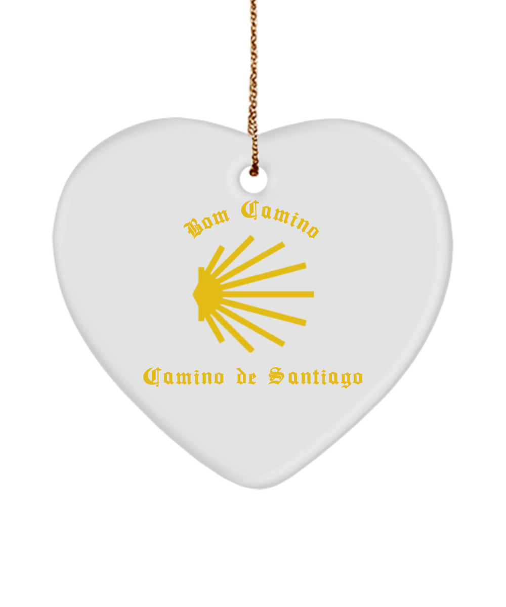 Camino de Santiago Bom Camino Christmas Ornament, Portugues Way, 3" Heart, Oval, or Star Ceramic Keepsake Heart, Star, or Oval