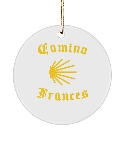 Camino de Santiago Christmas Ornament Seashell Frances, 3" Round Ceramic