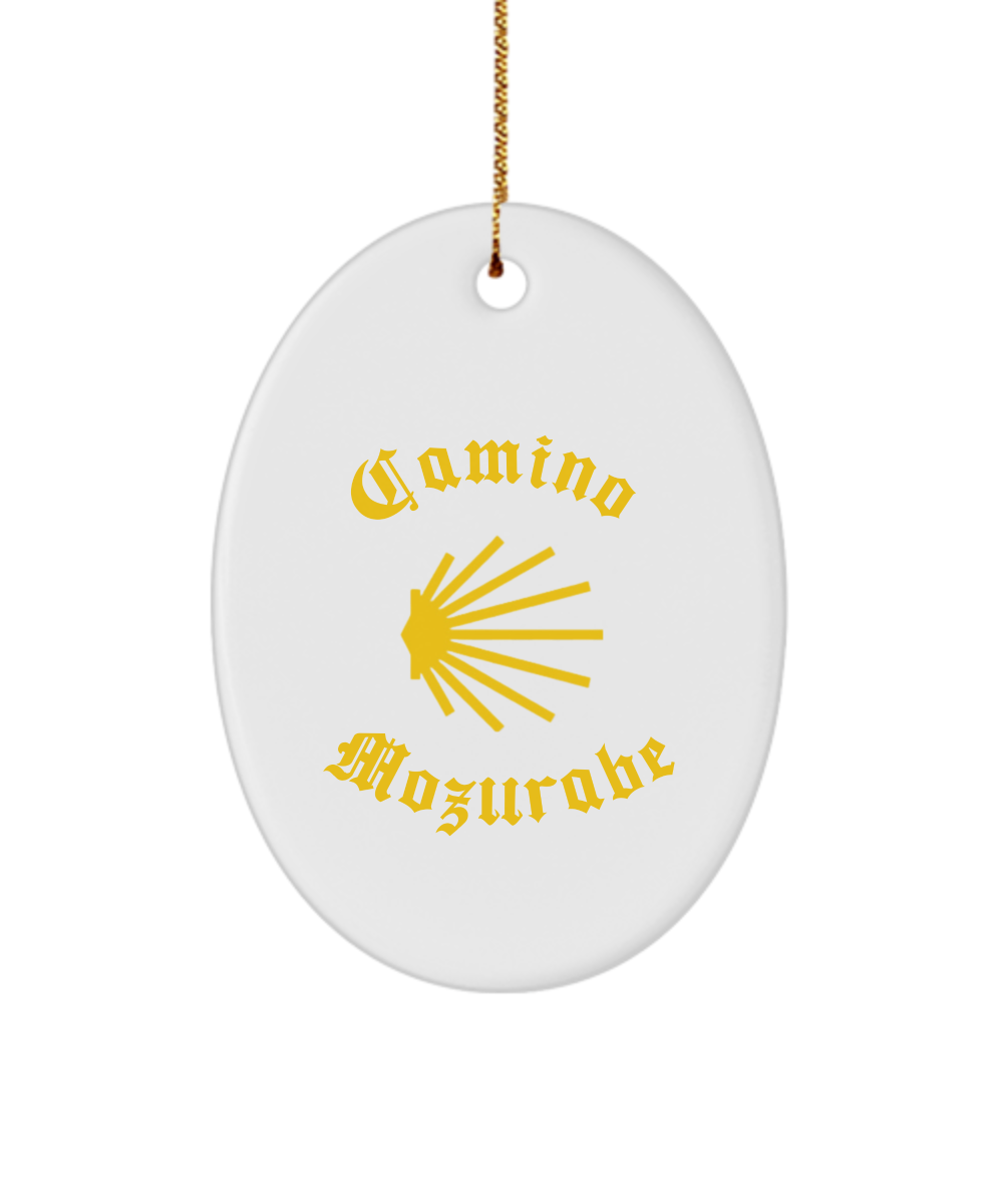 Camino de Santiago Christmas Ornament Seashell Mozarabe 3" Ceramic, Heart, Star, or Oval