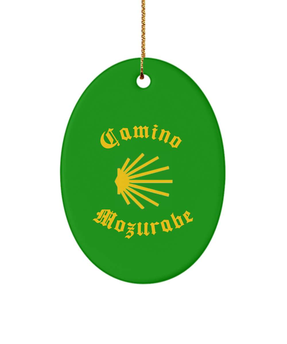 Camino de Santiago Christmas Ornament Seashell Mozarabe 3" Ceramic, Heart, Star, or Oval