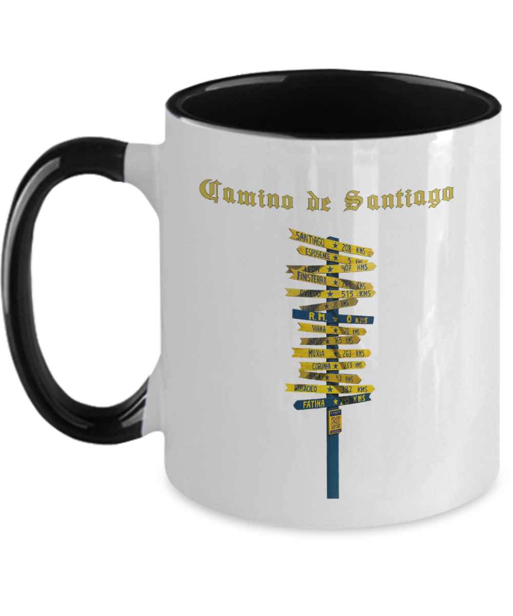 Camino de Santiago Signpost Mug black and white