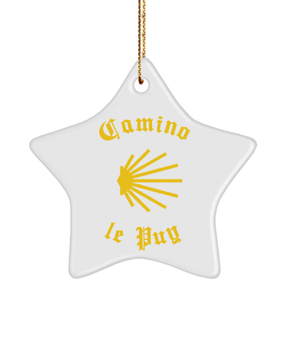 Camino de Santiago Christmas Ornament Seashell le Puy 3" Ceramic, Heart, Star, or Oval