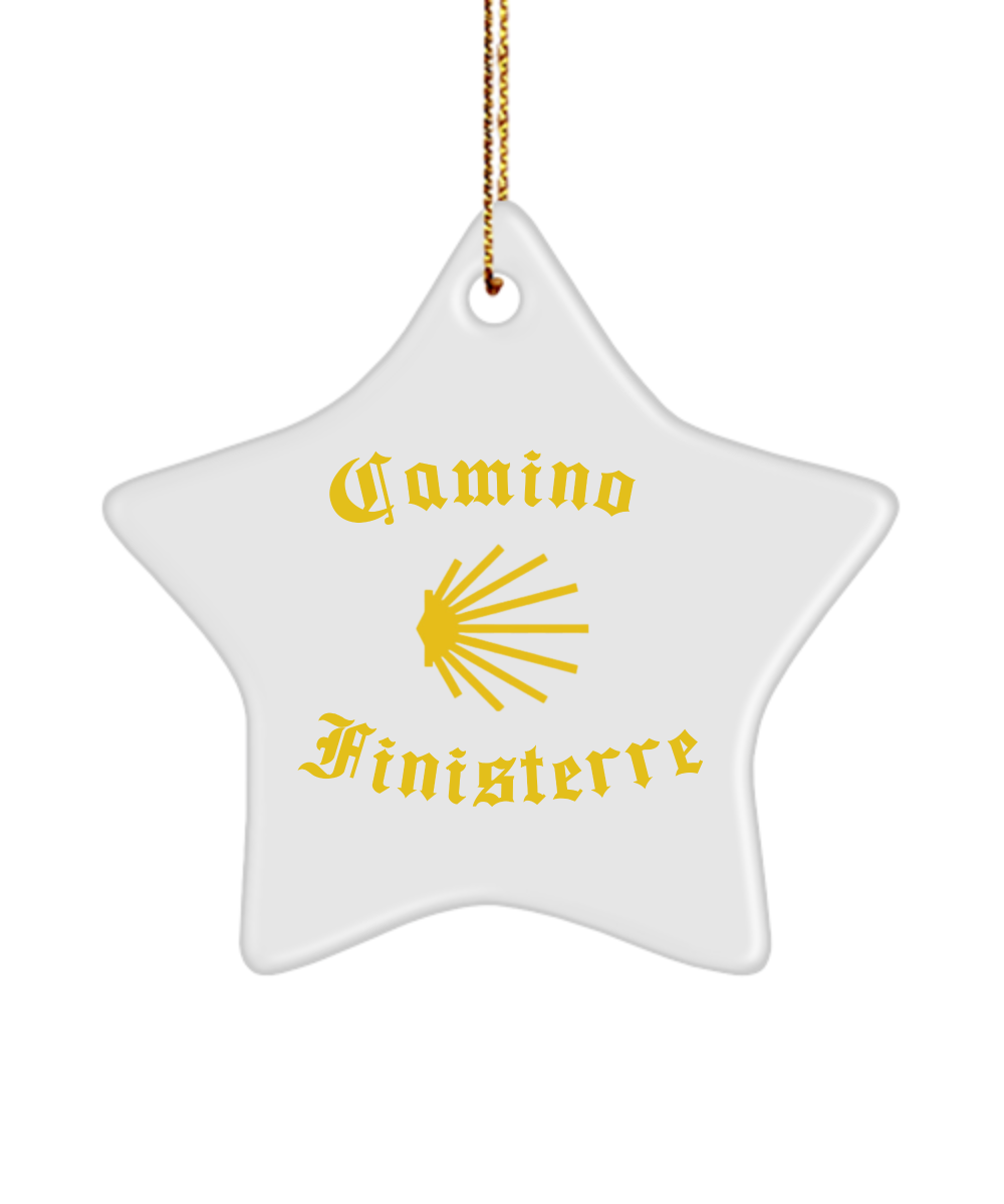 Camino de Santiago Christmas Ornament Seashell Finisterre 3" Ceramic Star, Heart, or Oval