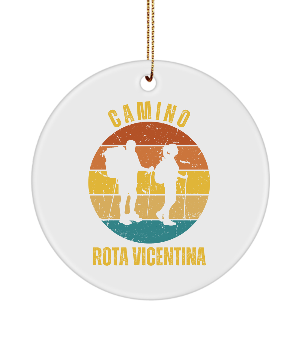 Camino de Santiago Christmas Ornament Hikers Rota Vicentina, 3" Ceramic, Round