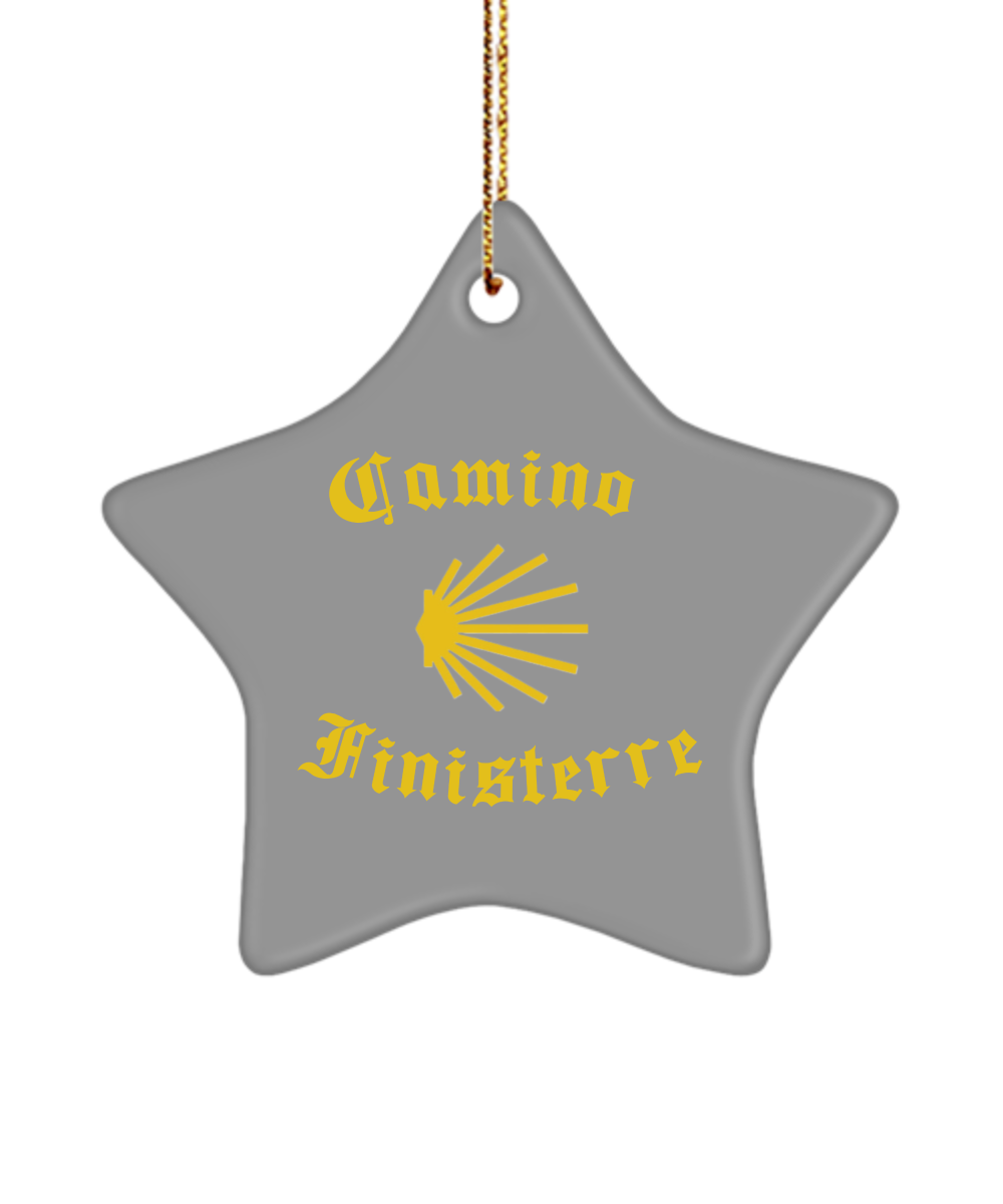 Camino de Santiago Christmas Ornament Seashell Finisterre 3" Ceramic Star, Heart, or Oval