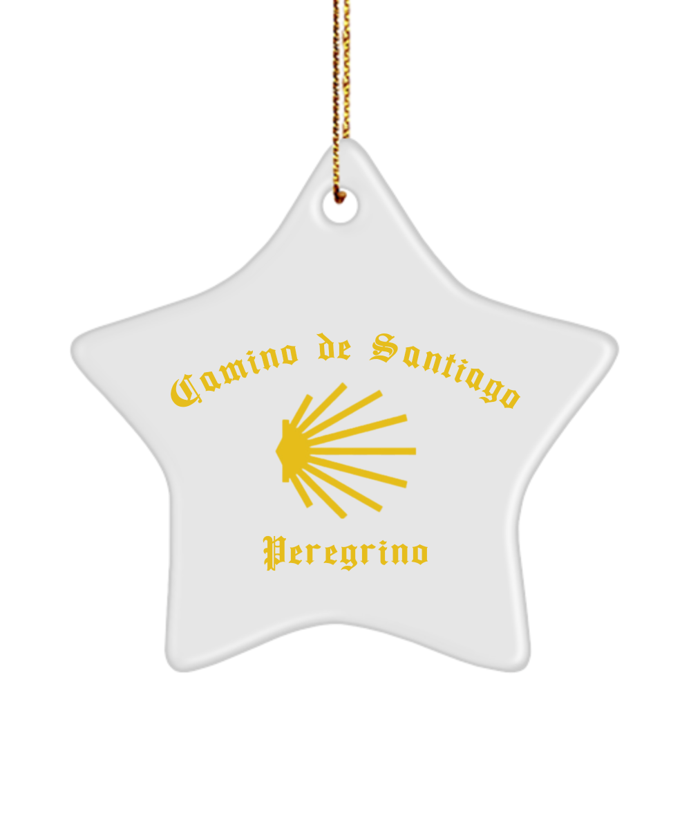 Camino de Santiago Christmas Ornament Peregrino Seashell White Star