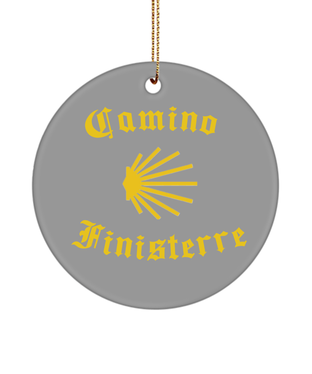 Camino de Santiago Christmas Ornament Seashell Finisterre, 3" Round Ceramic