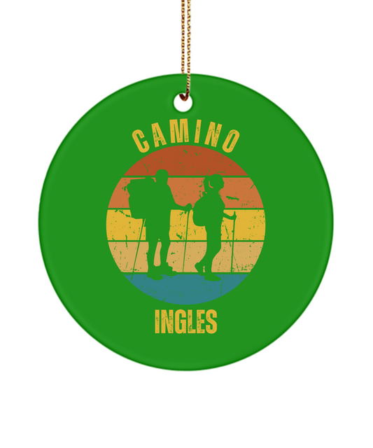 Camino de Santiago Christmas Ornament Hikers Ingles, 3" Round, Ceramic