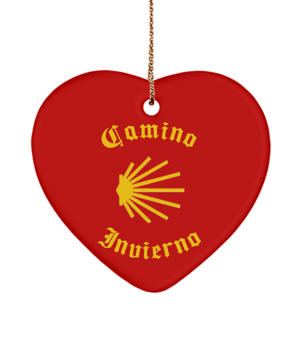 Camino de Santiago Christmas Ornament Seashell Invierno 3" Ceramic, Star, Oval, or Heart