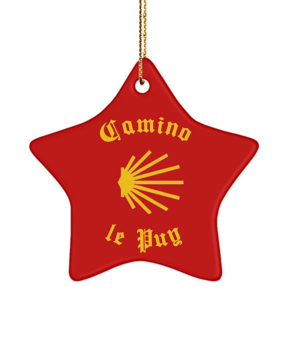 Camino de Santiago Christmas Ornament Seashell le Puy 3" Ceramic, Heart, Star, or Oval