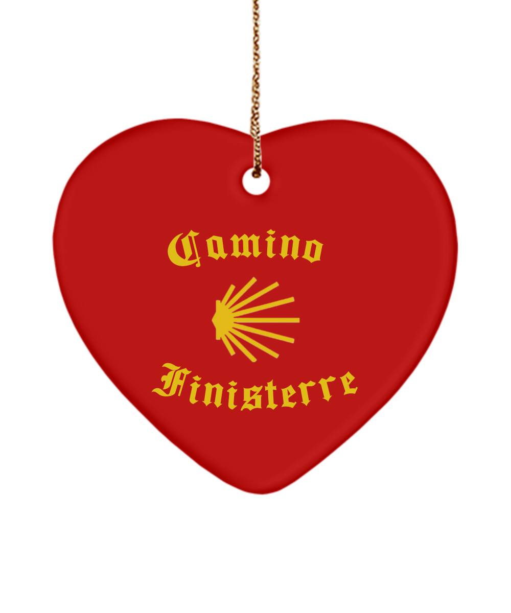 Camino de Santiago Christmas Ornament Seashell Finisterre 3" Ceramic Star, Heart, or Oval