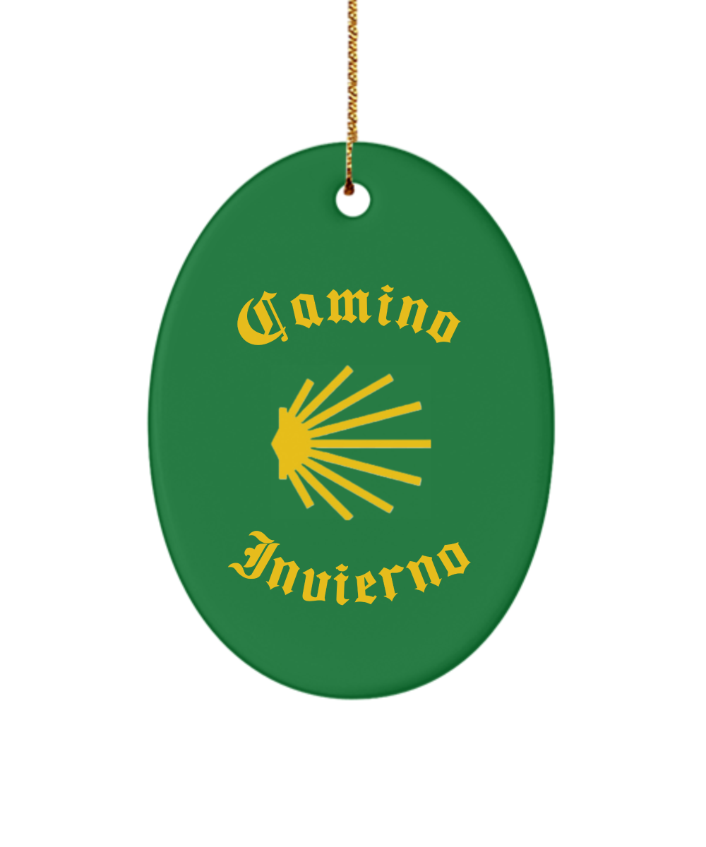 Camino de Santiago Christmas Ornament Seashell Invierno 3" Ceramic, Star, Oval, or Heart