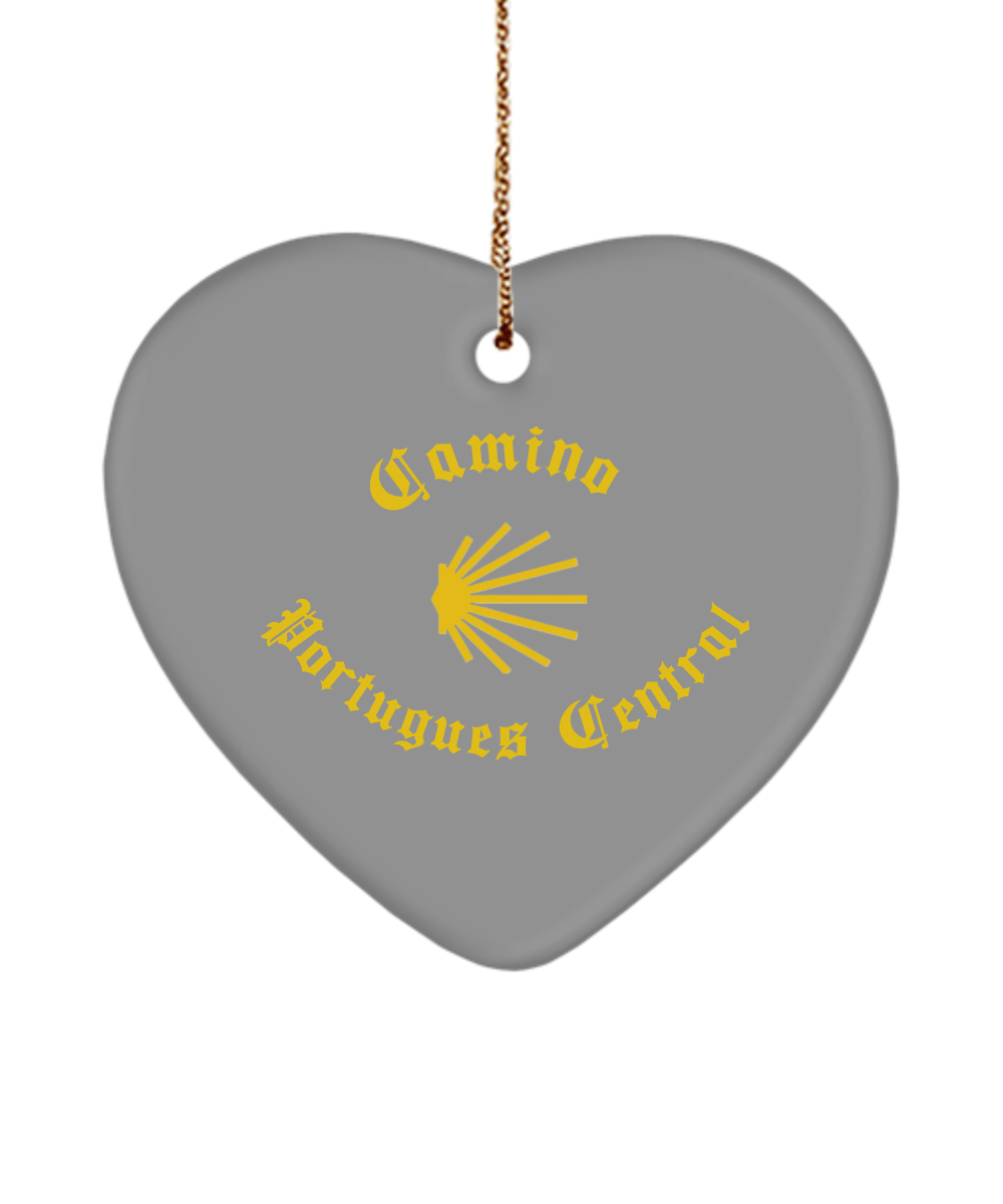 Camino de Santiago Christmas Ornament Seashell Portugues Central, Ceramic, 3" Star, Oval, or Heart