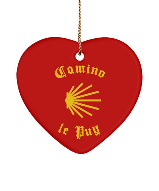 Camino de Santiago Christmas Ornament Seashell le Puy 3" Ceramic, Heart, Star, or Oval