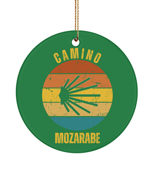 Camino de Santiago Christmas Ornament Mozarabe Seashell, 3" Round, Ceramic