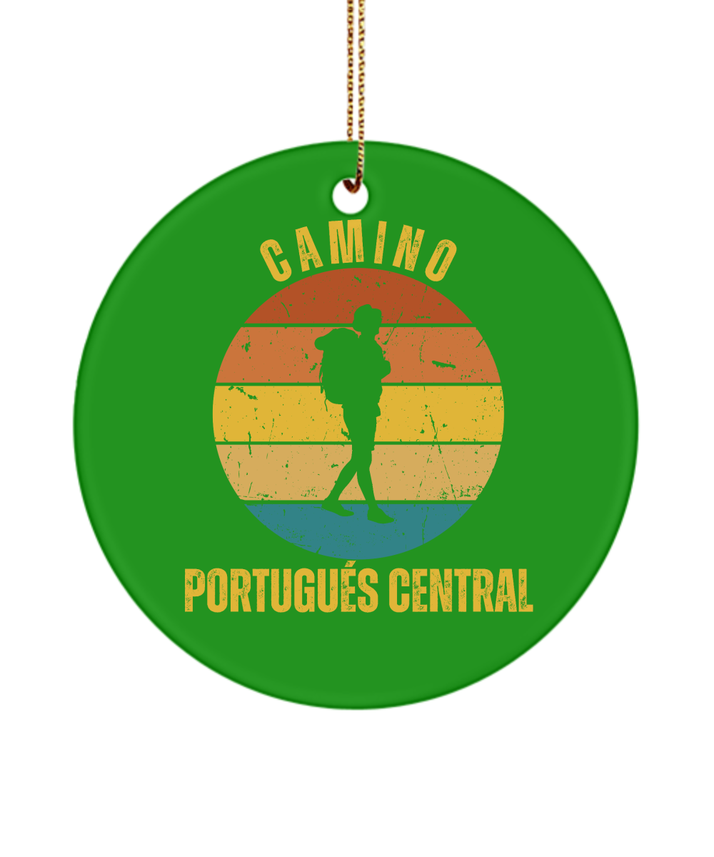 Camino de Santiago Christmas Ornament Solo Hiker Portugues Central, 3" Round, Ceramic