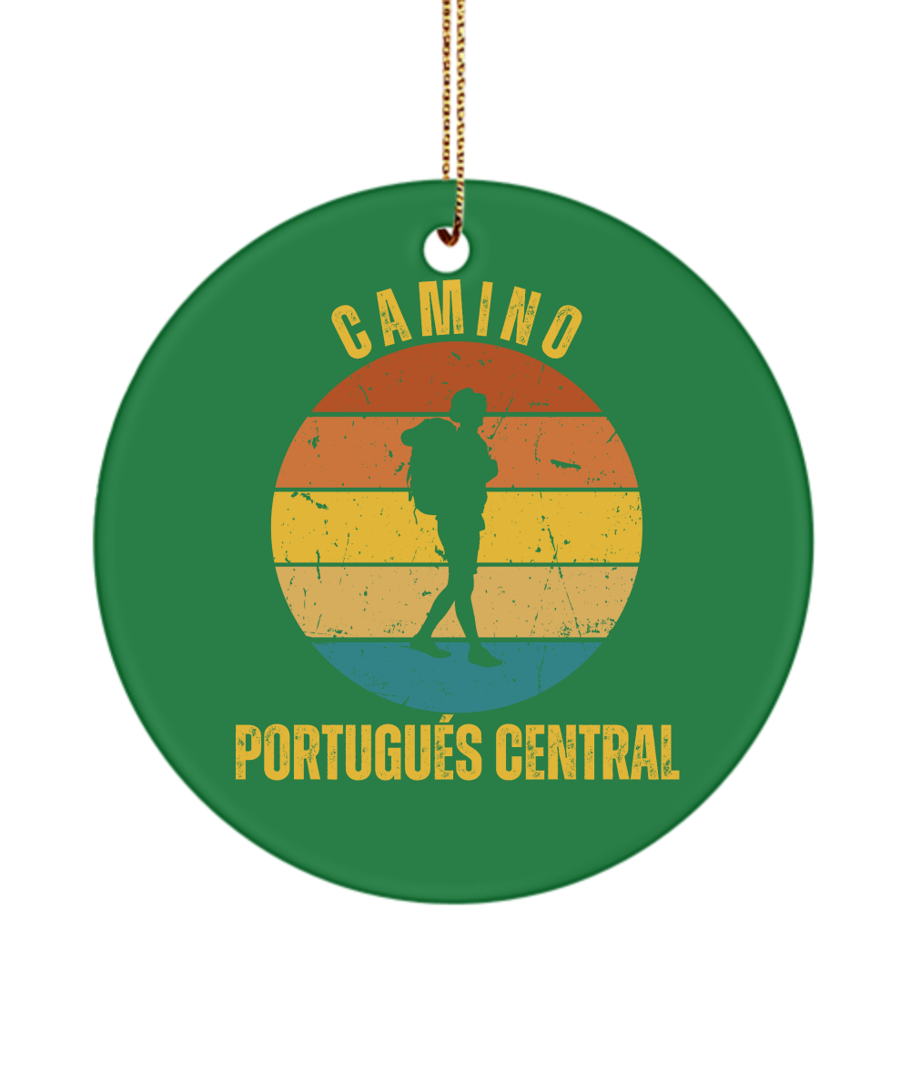 Camino de Santiago Christmas Ornament Solo Hiker Portugues Central, 3" Round, Ceramic