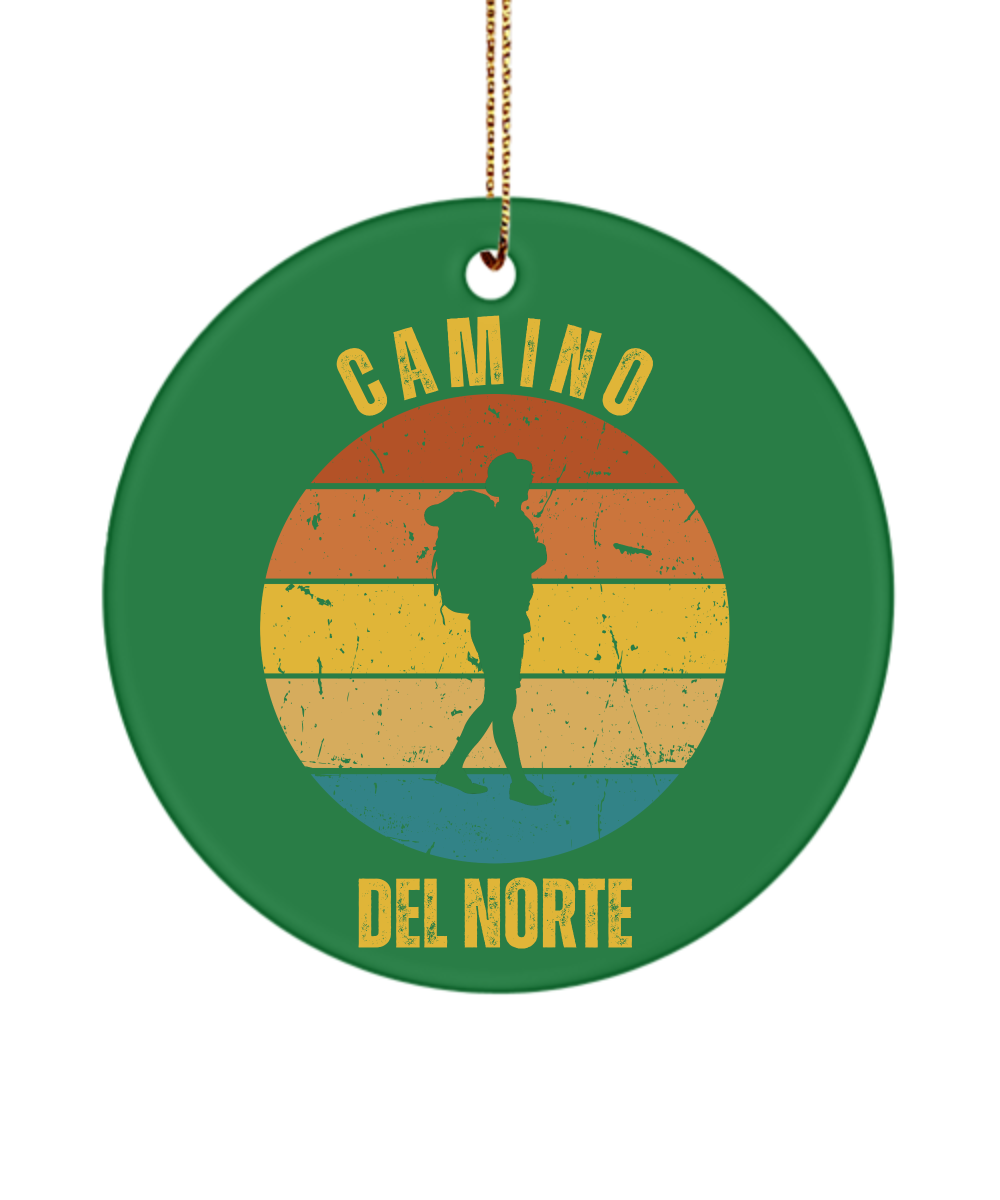 Camino del Norte Solo Hiker Christmas Ornament, Camino de Santiago, 3" Round Ceramic