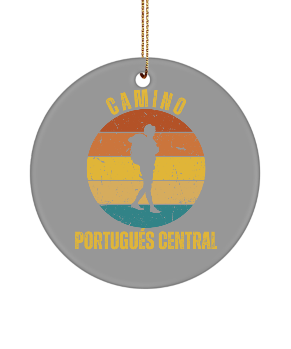 Camino de Santiago Christmas Ornament Solo Hiker Portugues Central, 3" Round, Ceramic