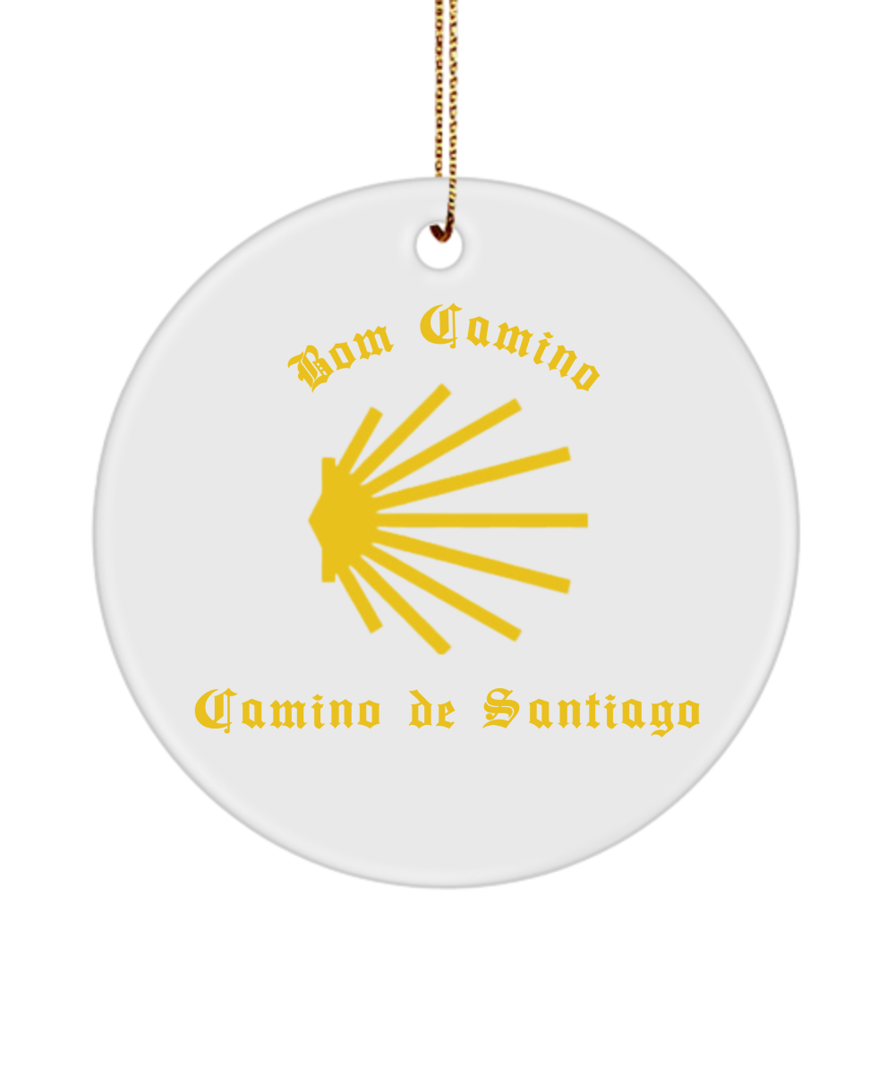 Camino de Santiago Bom Camino Christmas Ornament, Portugues Way, 3" Round Ceramic Keepsake