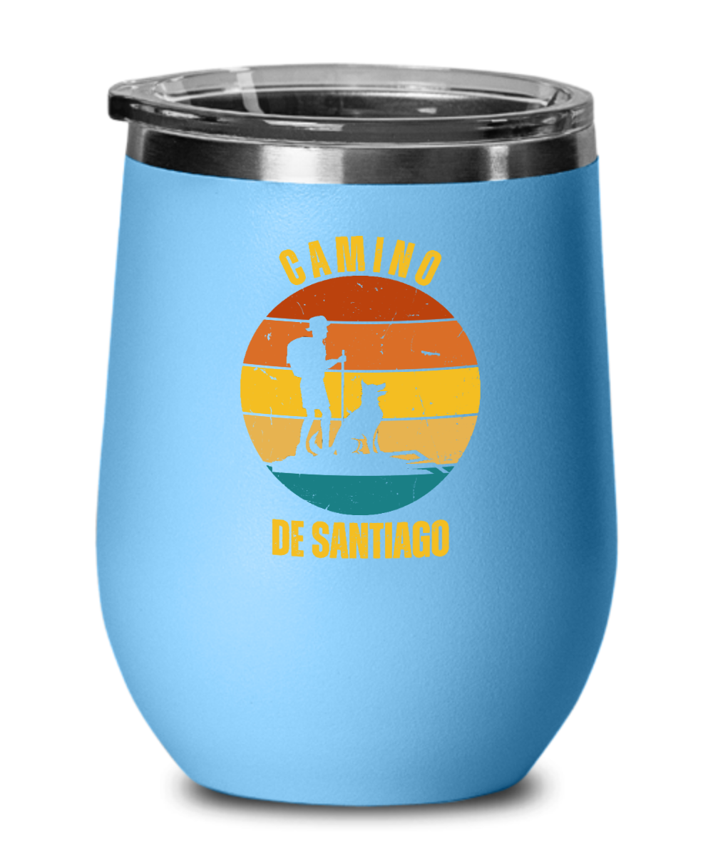 Camino de Santiago Wine Tumbler with dog