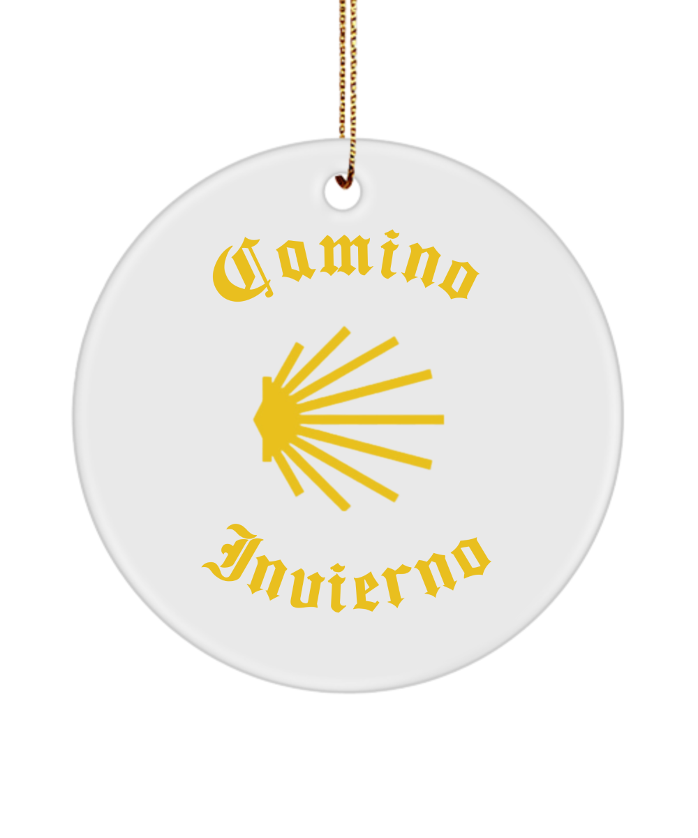 Camino de Santiago Christmas Ornament Seashell Invierno 3" Ceramic, Round