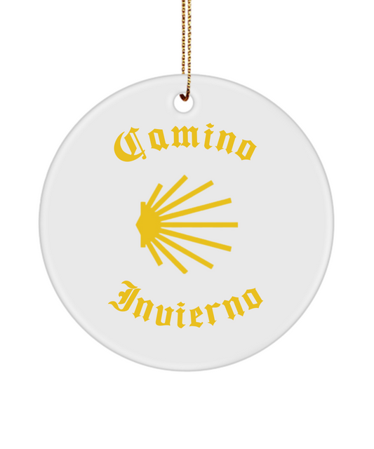 Camino de Santiago Christmas Ornament Seashell Invierno 3" Ceramic, Round