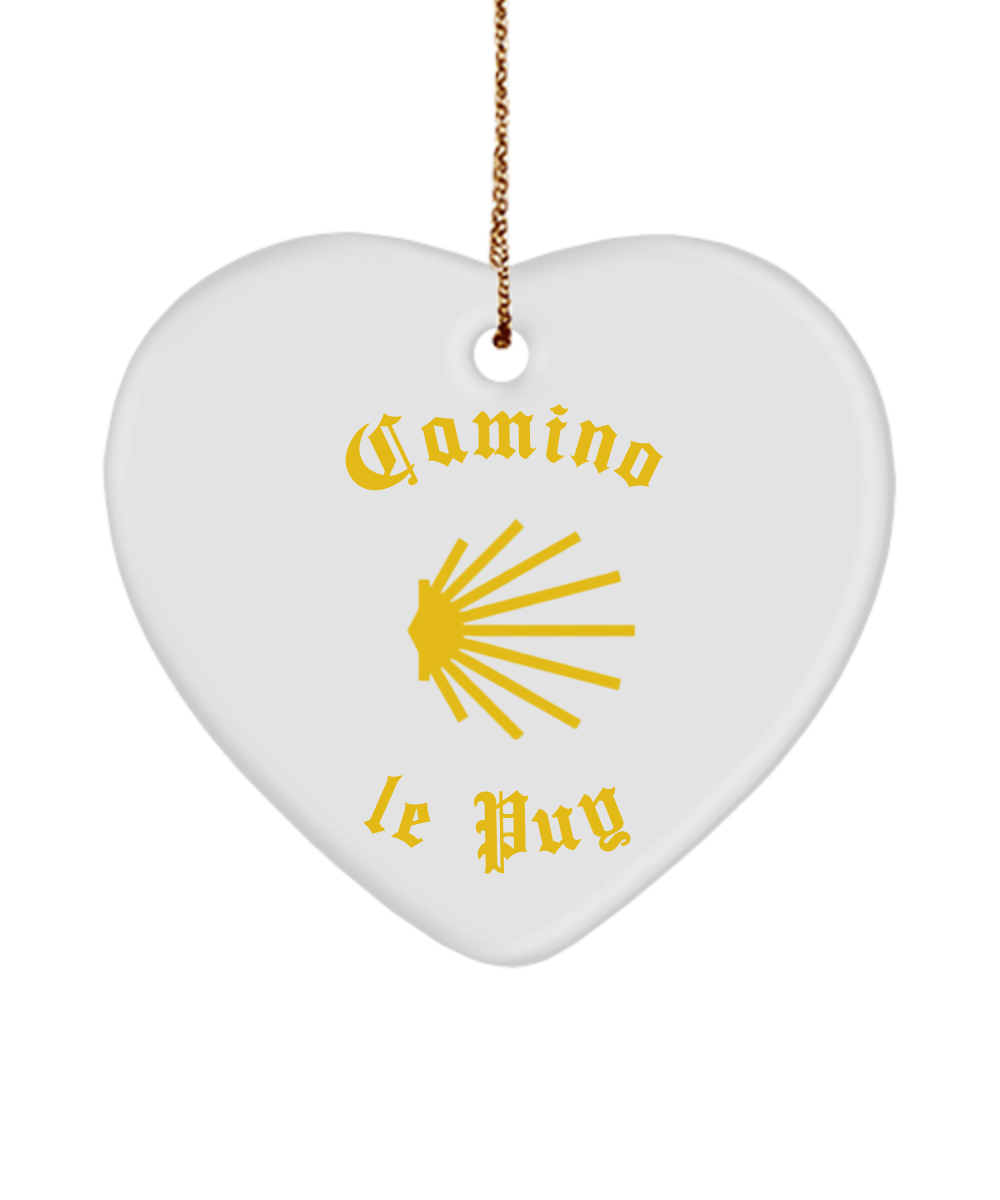 Camino de Santiago Christmas Ornament Seashell le Puy 3" Ceramic, Heart, Star, or Oval