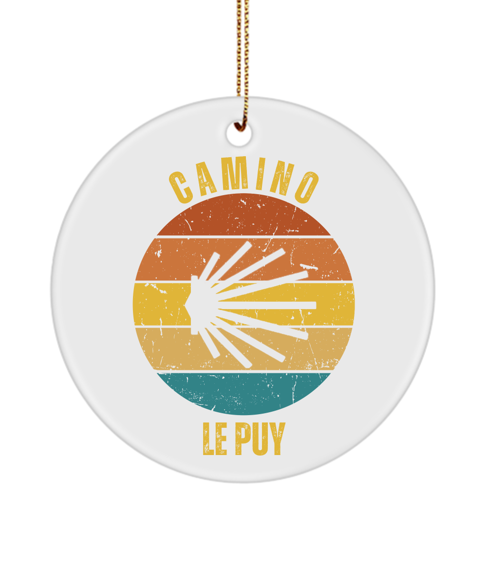 Camino de Santiago Christmas Ornament le Puy Seashell, 3" Round, Ceramic