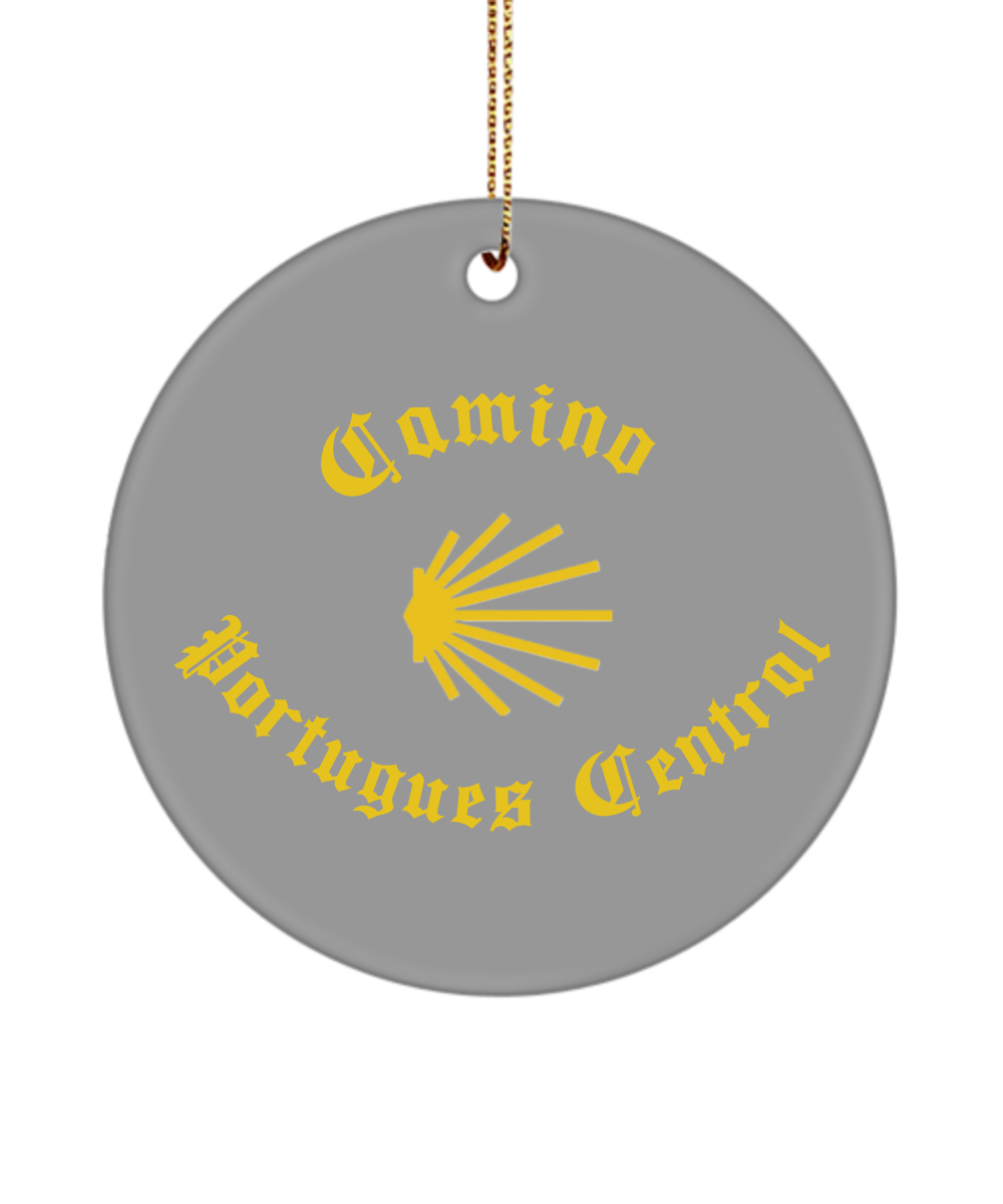 Camino de Santiago Christmas Ornament Seashell Portugues Central, 3" Ceramic Round