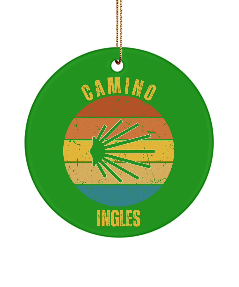 Camino de Santiago Christmas Ornament Ingles Seashell, 3" Round, Ceramic