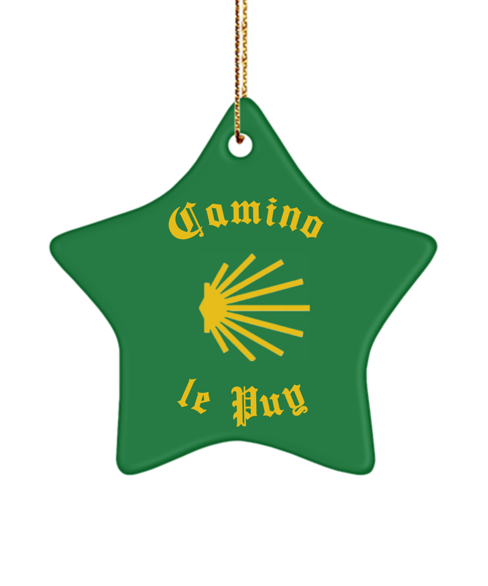 Camino de Santiago Christmas Ornament Seashell le Puy 3" Ceramic, Heart, Star, or Oval