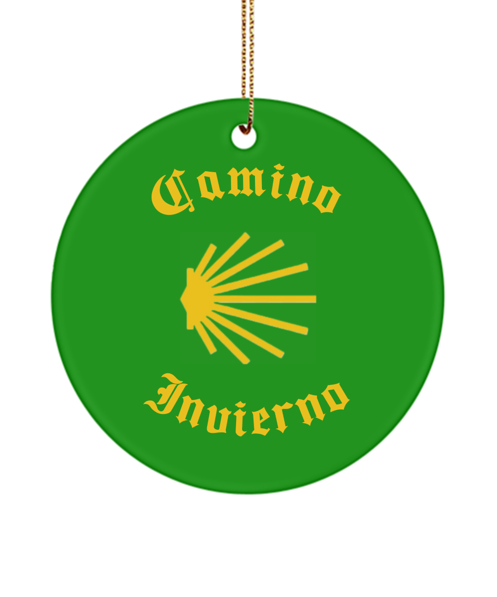 Camino de Santiago Christmas Ornament Seashell Invierno 3" Ceramic, Round