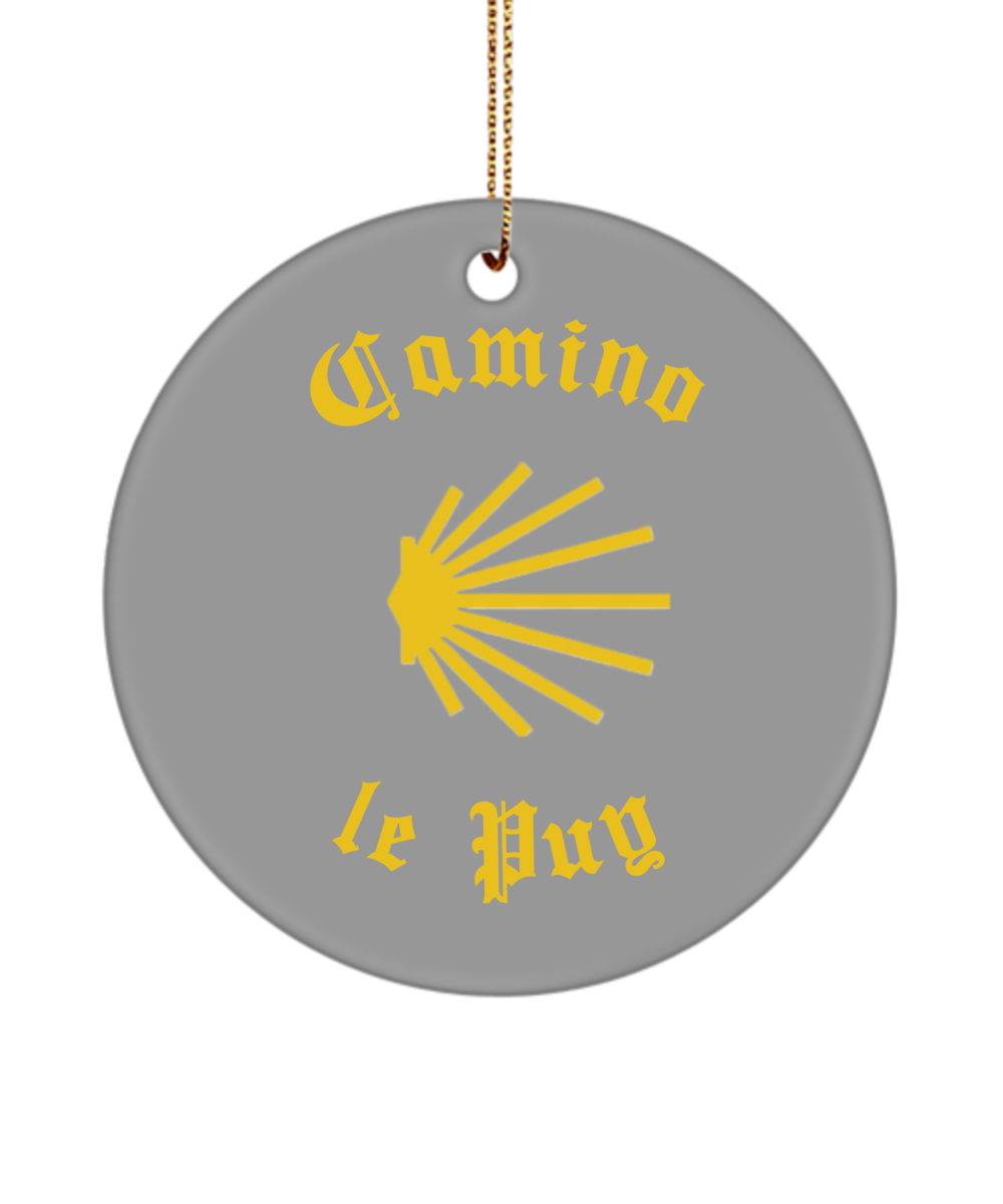 Camino de Santiago Christmas Ornament Seashell le Puy, Ceramic, 3" Round