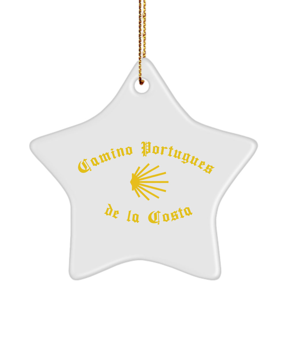 Camino de la Costa Seashell Christmas Ornament 3" Ceramic, Oval, Heart, or Star