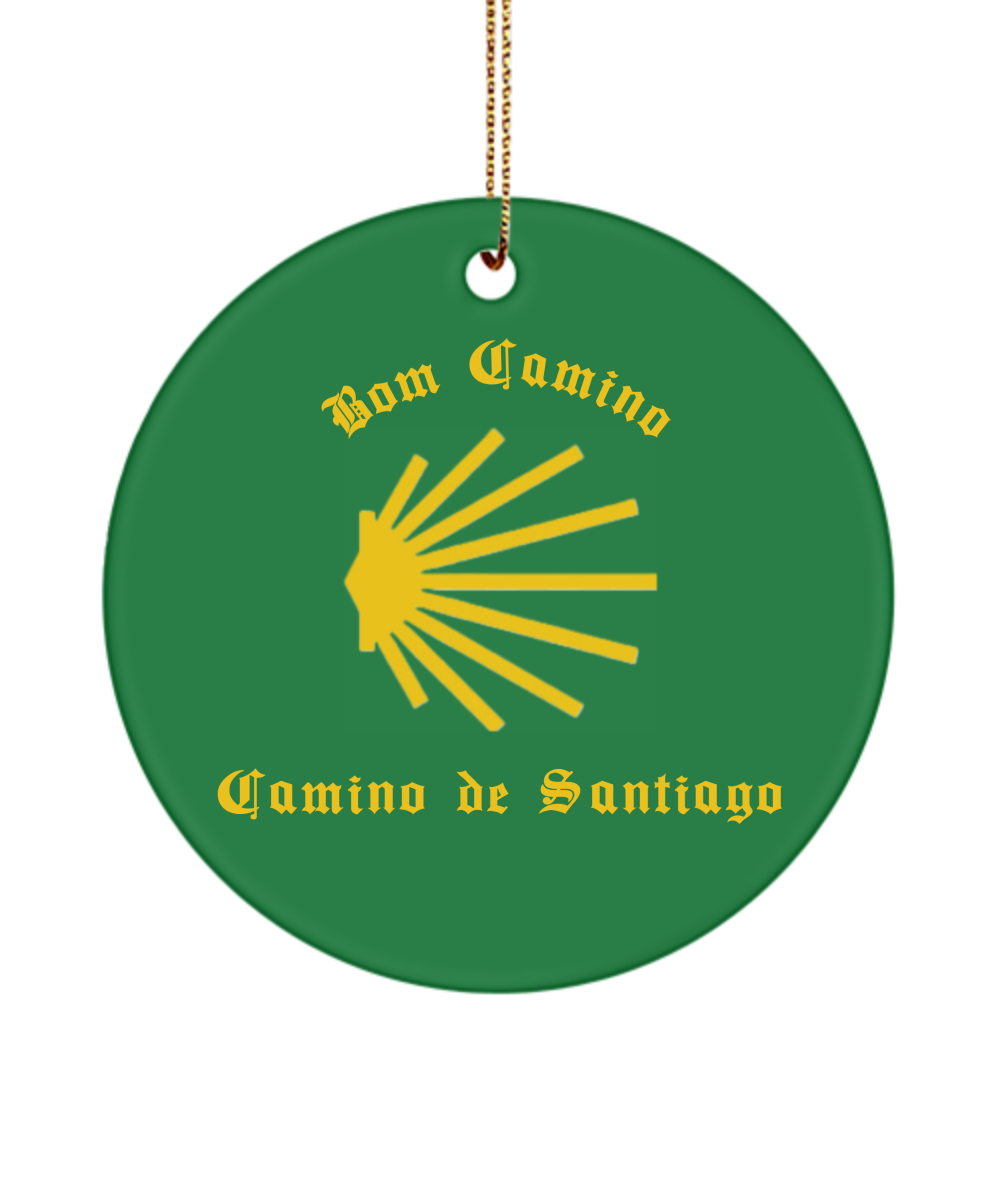 Camino de Santiago Bom Camino Christmas Ornament, Portugues Way, 3" Round Ceramic Keepsake