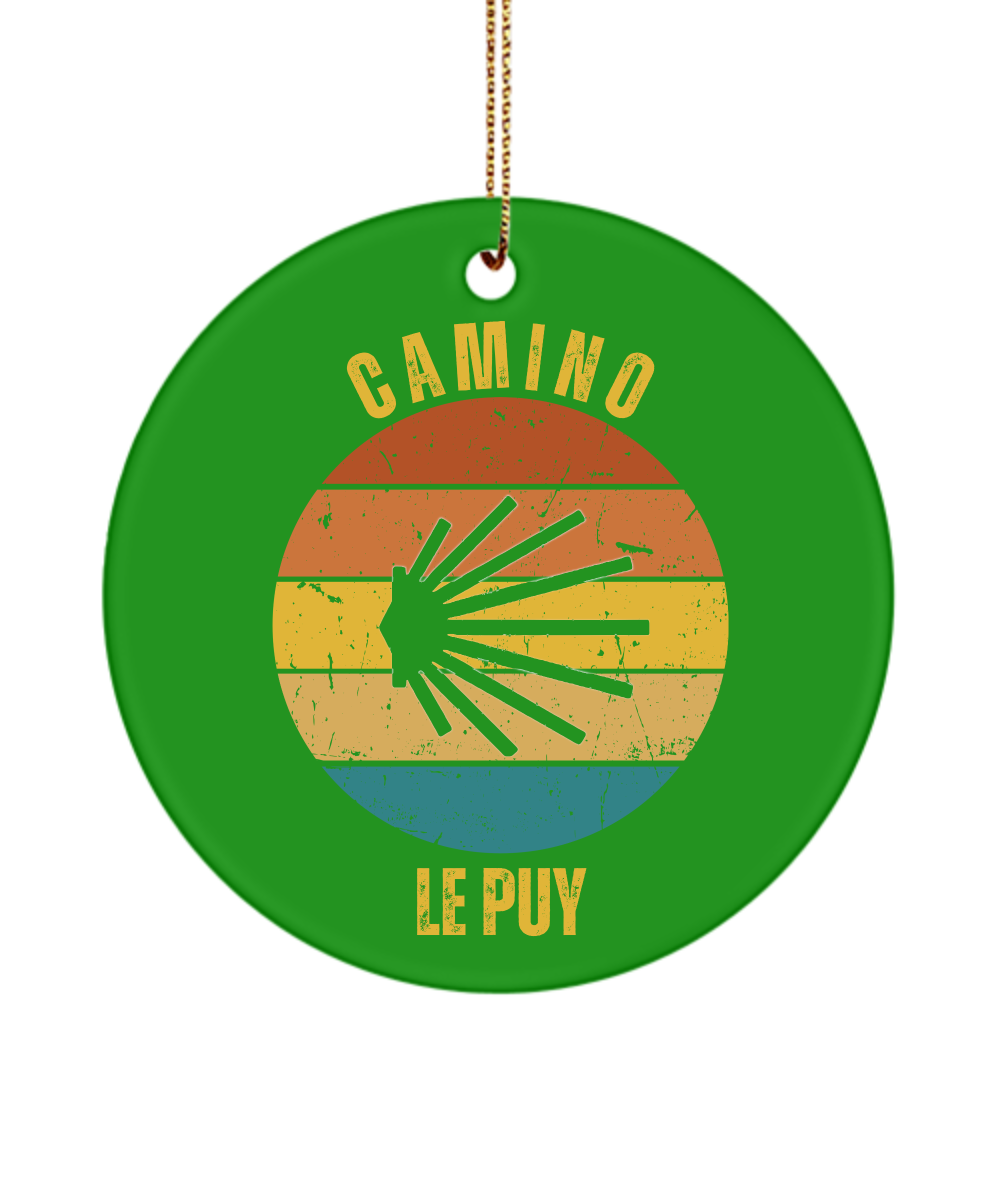 Camino de Santiago Christmas Ornament le Puy Seashell, 3" Round, Ceramic