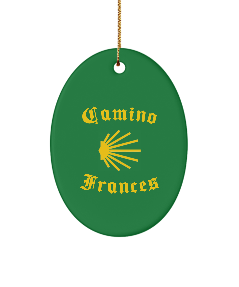 Camino de Santiago Christmas Ornament Seashell Frances 3" Ceramic Heart, Oval, or Star