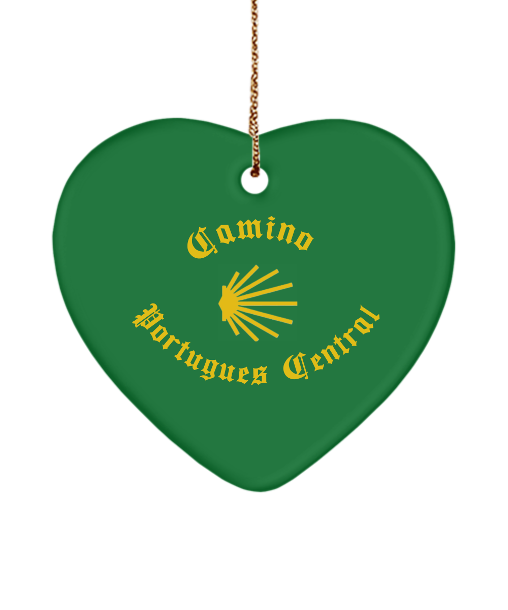 Camino de Santiago Christmas Ornament Seashell Portugues Central, Ceramic, 3" Star, Oval, or Heart