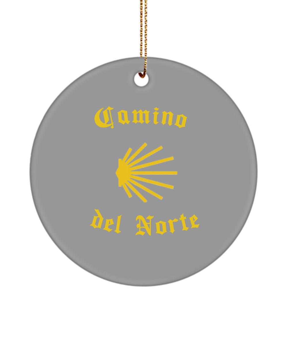 Camino de Santiago del Norte Seashell Christmas Ornament, 3" Round, Ceramic