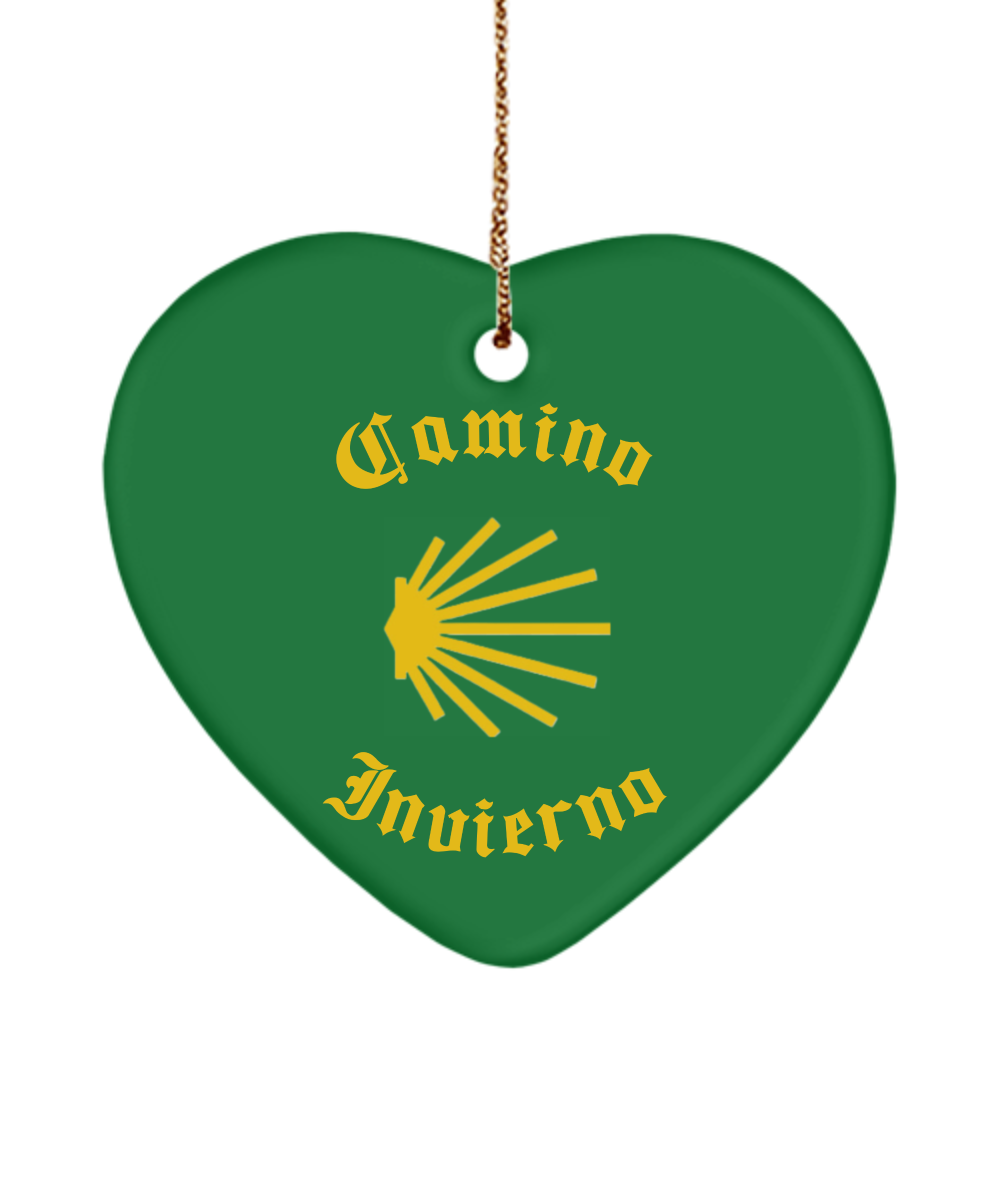 Camino de Santiago Christmas Ornament Seashell Invierno 3" Ceramic, Star, Oval, or Heart