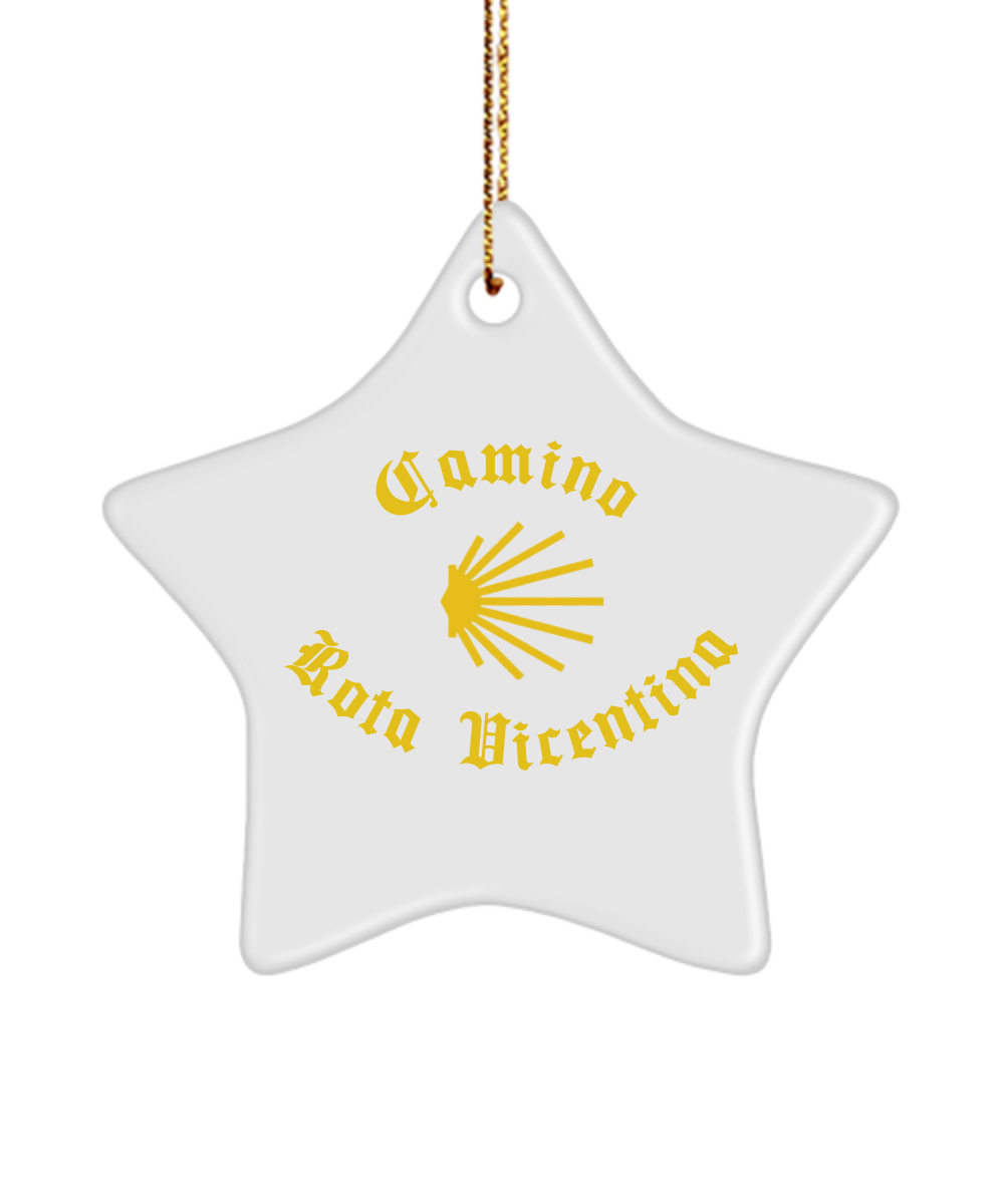 Camino de Santiago Christmas Ornament Seashell Rota Vicentina 3" Ceramic, Star, Heart, or Oval