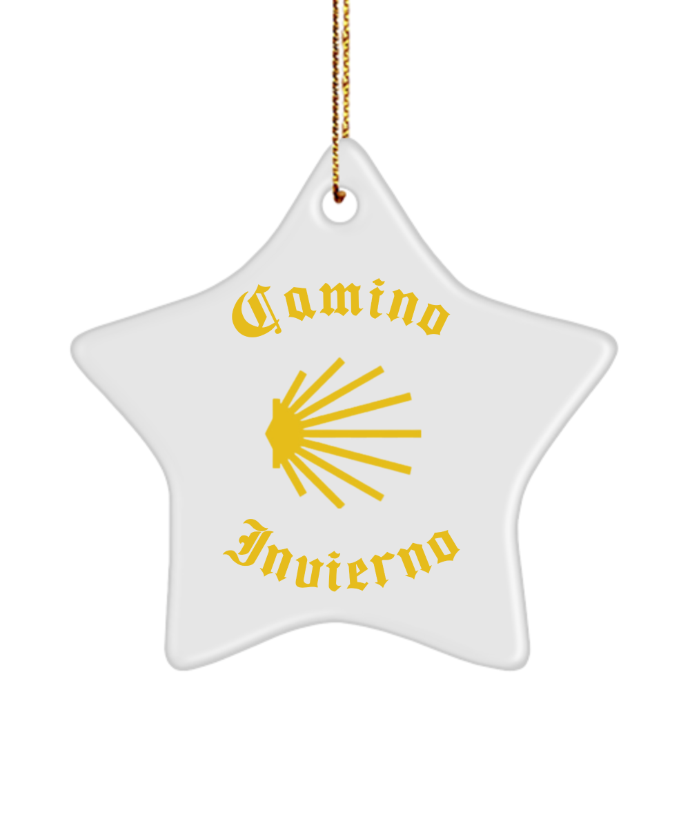 Camino de Santiago Christmas Ornament Seashell Invierno 3" Ceramic, Star, Oval, or Heart