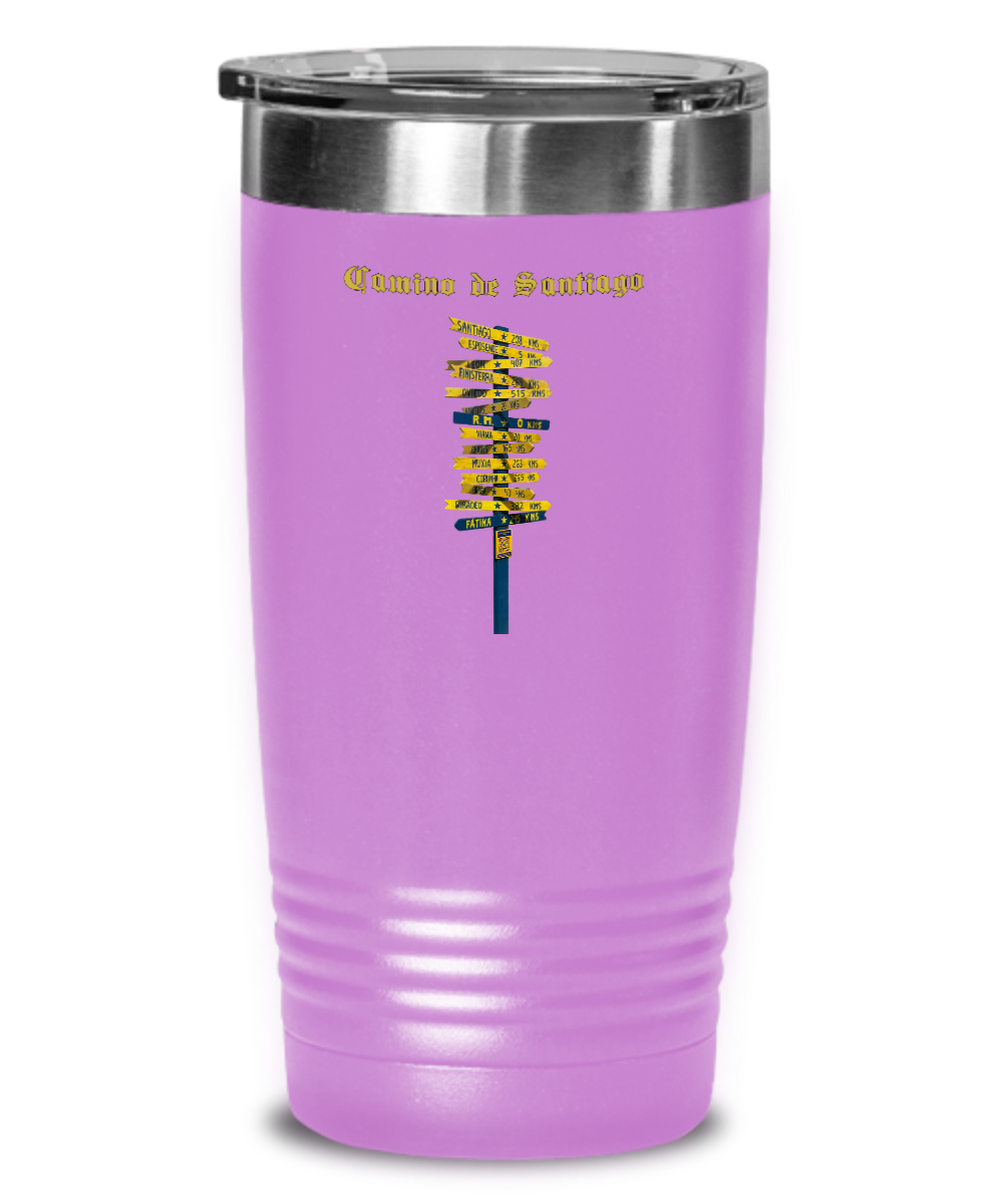 Camino de Santiago Signpost Tumbler Commemorate Your Peregrino Journey Camino Gift for Christmas Vacuum Sealed with Lid 20 or 30 oz.