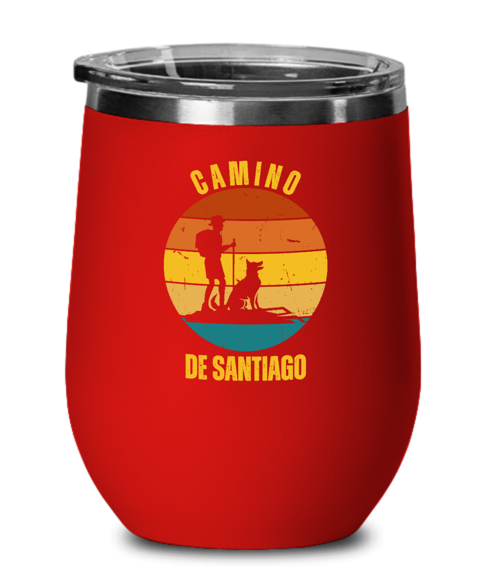 Camino de Santiago Wine Tumbler with dog