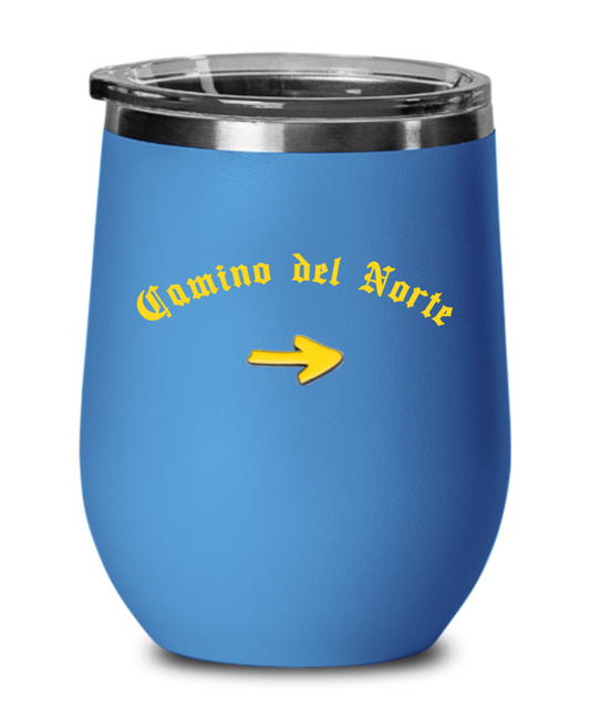 Camino del Norte Wine Glass/Lidded Cup Camino de Santiago, Tumbler 12 oz.